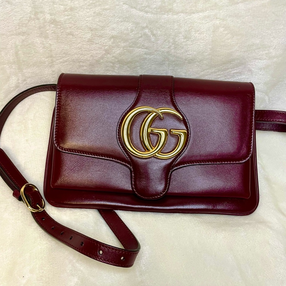 Authentic Gucci Arli crossbody bag burgundy leather